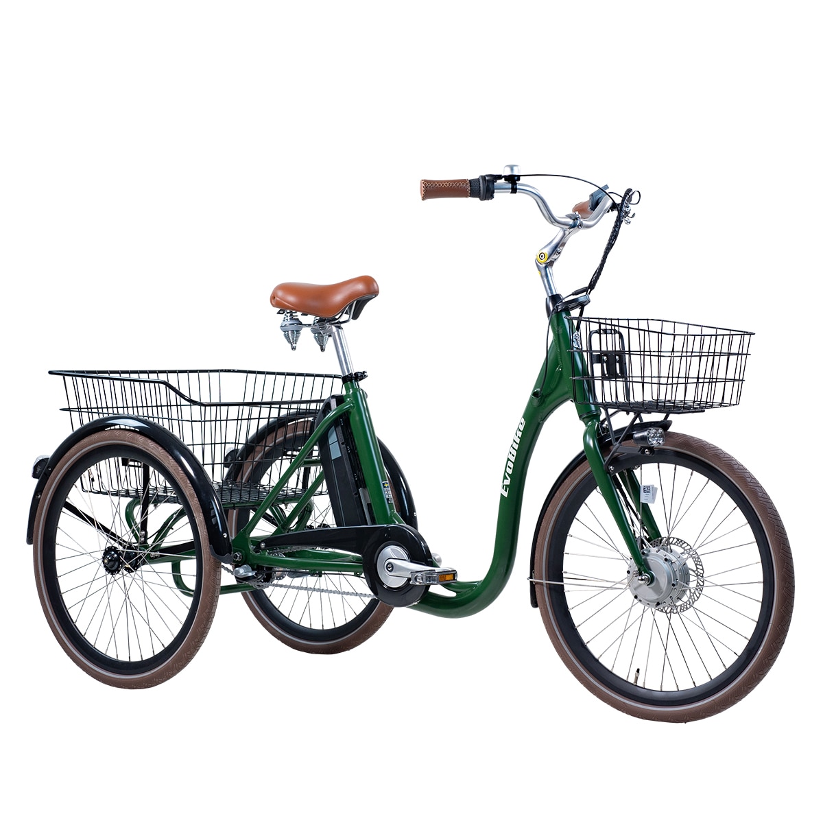 Fyndex - Elcykel Trehjulig Elcykel Evobike Elegant 24 tum 250W 2023 432 Wh - Olivgrön